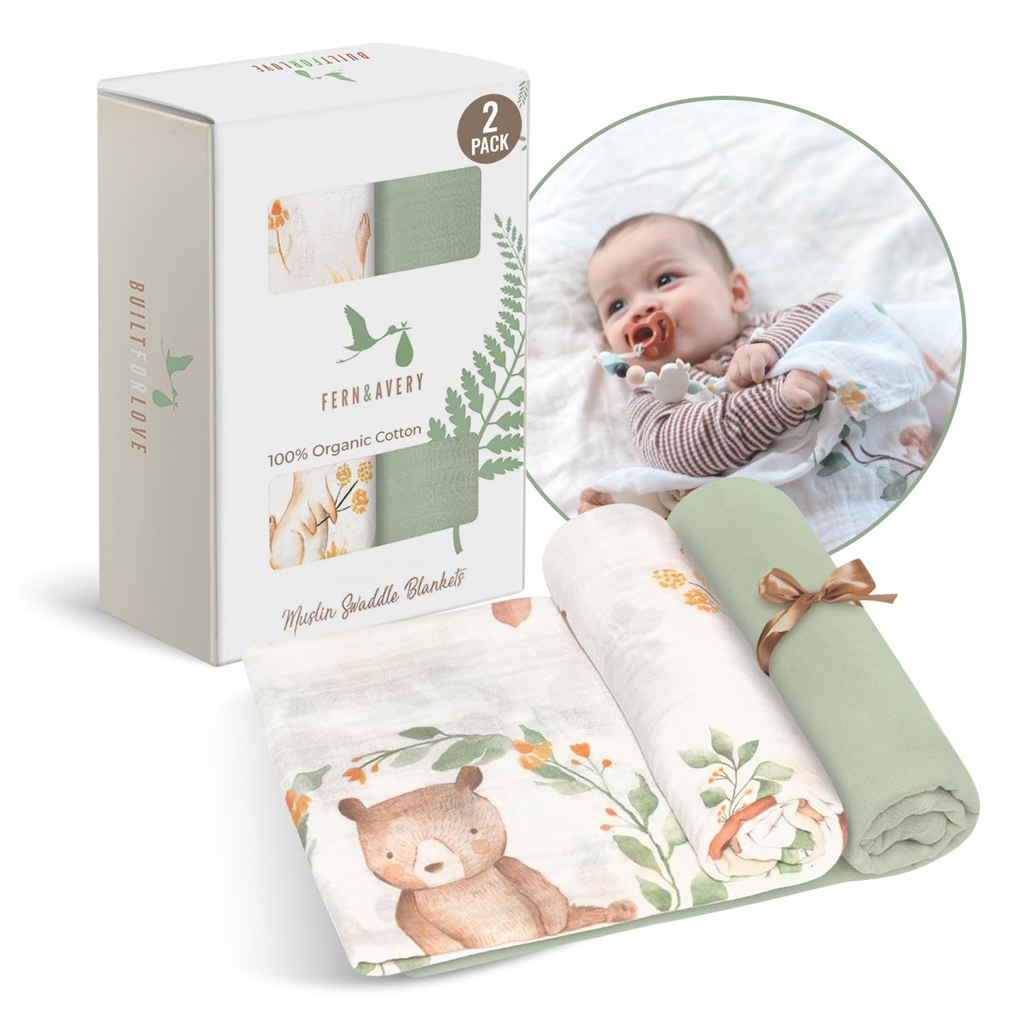 Organic Cotton Swaddle Blankets - Woodland